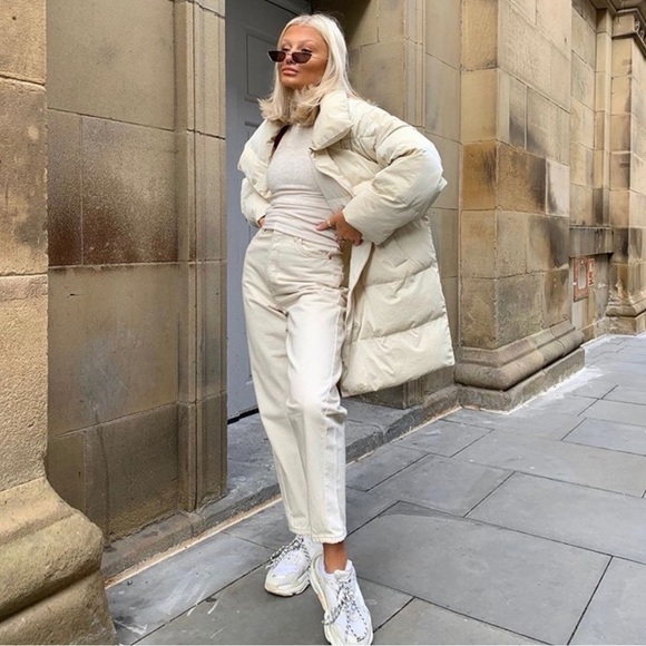 ZARA Puffer Coat Jacket White Down Filled S - Picture 3 of 6